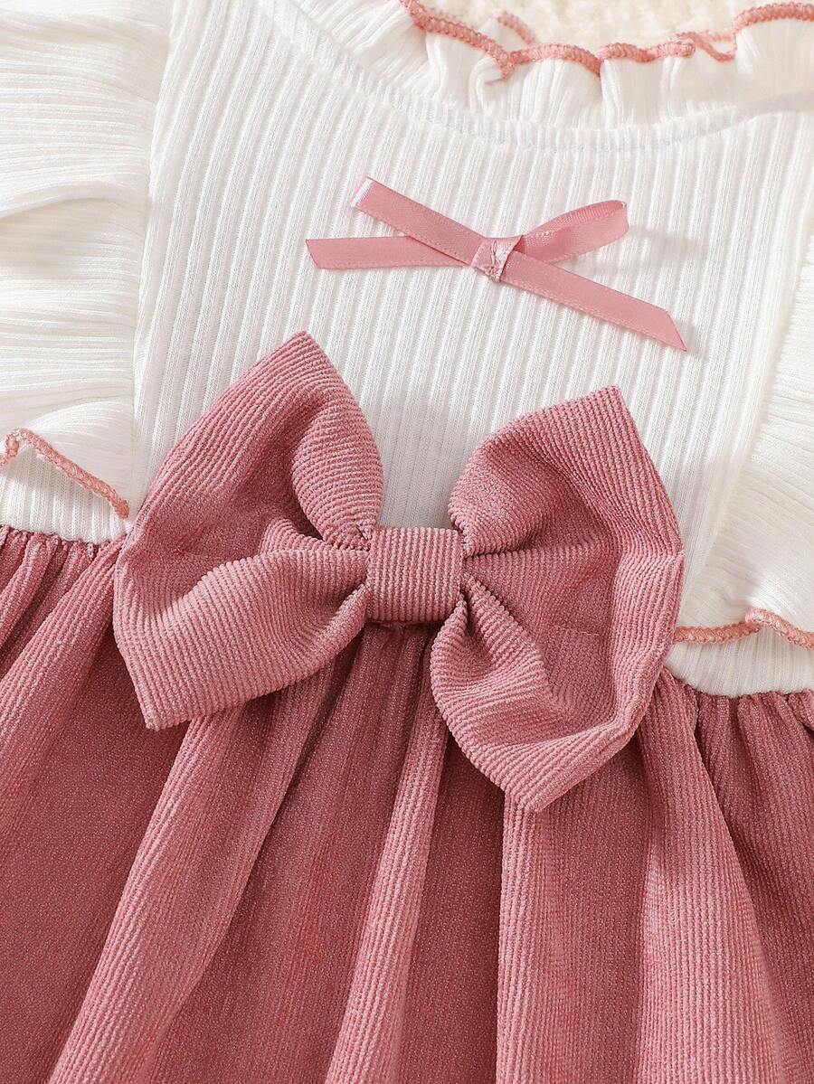 Baby Heart Pattern Dress and Headband Set for Cute All Season Daily Wear