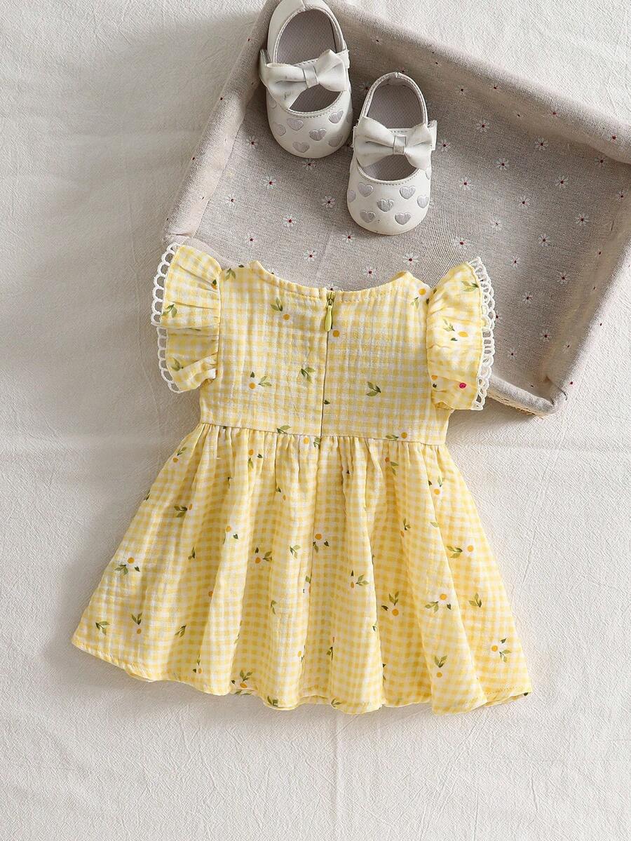 Baby Ditsy Floral Cinched Waist Dress for Cute Spring and Summer Wear