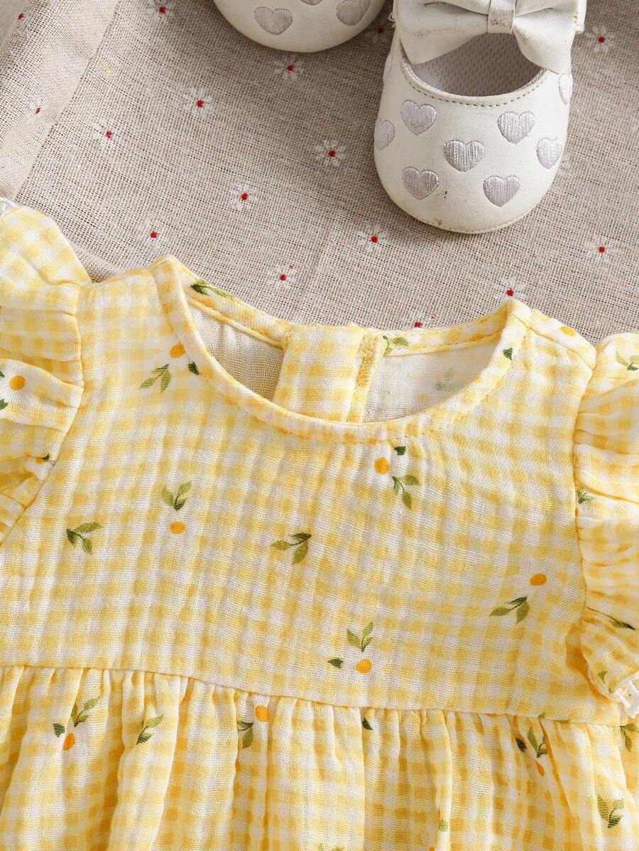 Baby Ditsy Floral Cinched Waist Dress for Cute Spring and Summer Wear