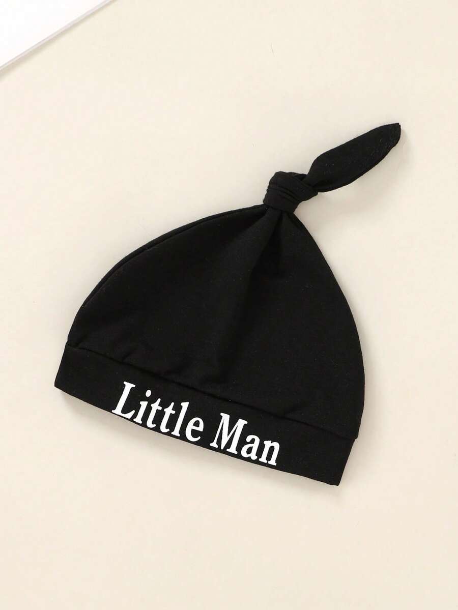 3PCS Baby Boy Bodysuit Pants and Hat Set for Casual Daily and Vacation Wear