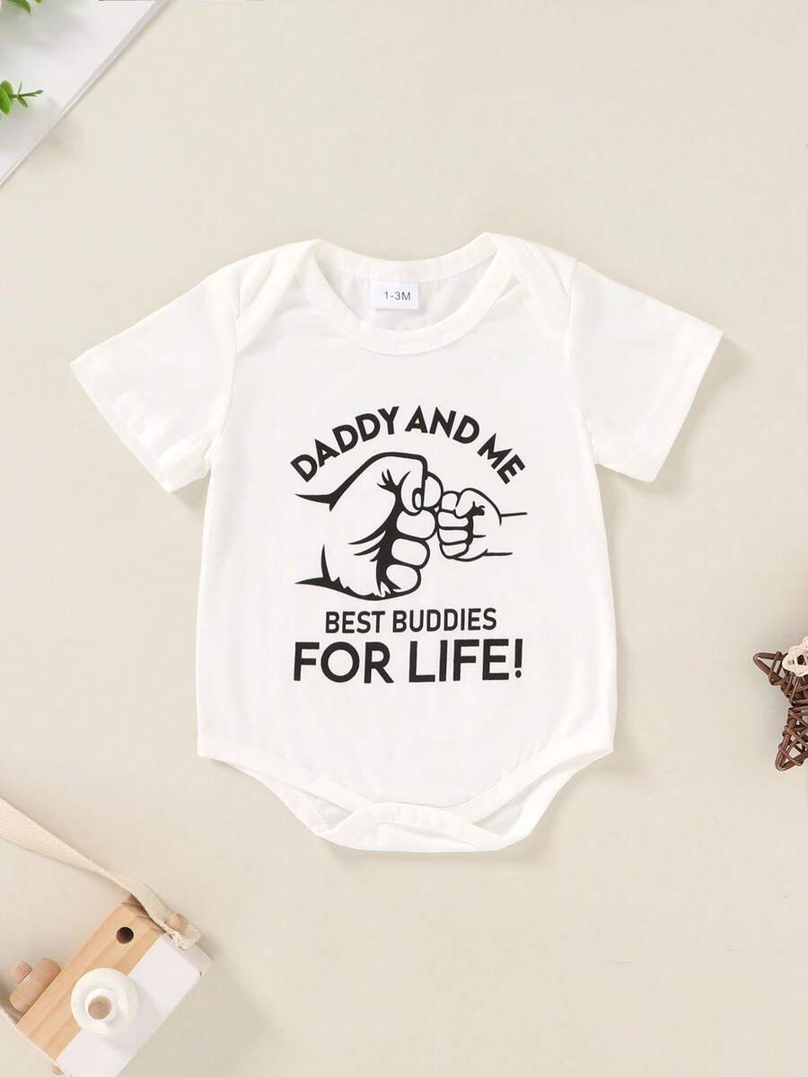 3PCS Baby Boy Bodysuit Pants and Hat Set for Casual Daily and Vacation Wear