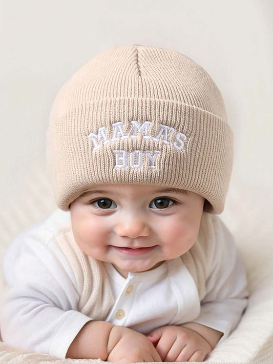 1pc Letter Embroidery Baby Beanie Hat for Winter Outdoor Wear