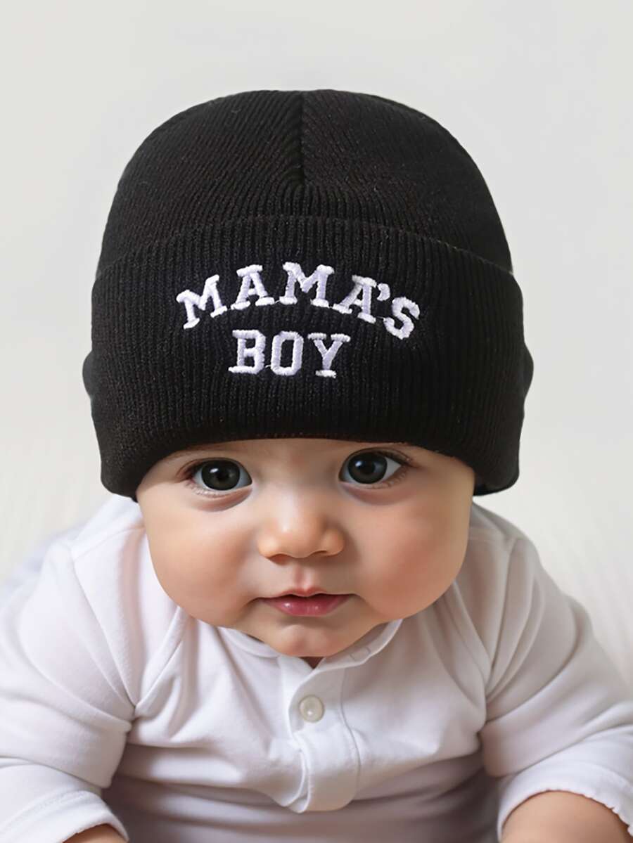 1pc Letter Embroidery Baby Beanie Hat for Winter Outdoor Wear