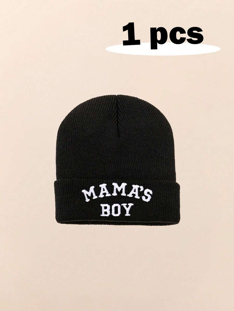 1pc Letter Embroidery Baby Beanie Hat for Winter Outdoor Wear