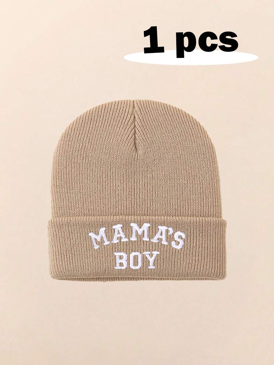 1pc Letter Embroidery Baby Beanie Hat for Winter Outdoor Wear