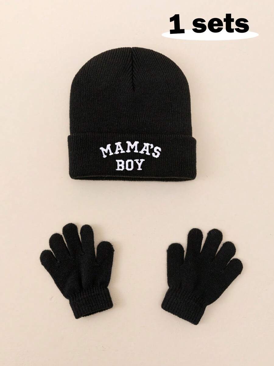 1pc Letter Embroidery Baby Beanie Hat for Winter Outdoor Wear