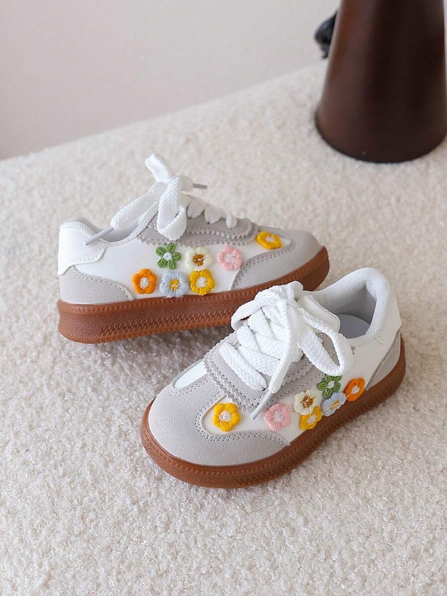 Sweet Flower Casual Shoes - Comfortable Soft Bottom Autumn Sneakers for Baby Girls