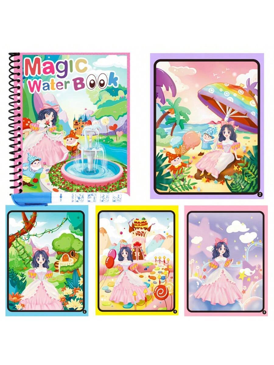 Reusable Magic Water Coloring Book For Kids With Refillable Water Pen Mess Free Drawing And Learning Activity Set 1/3PCS