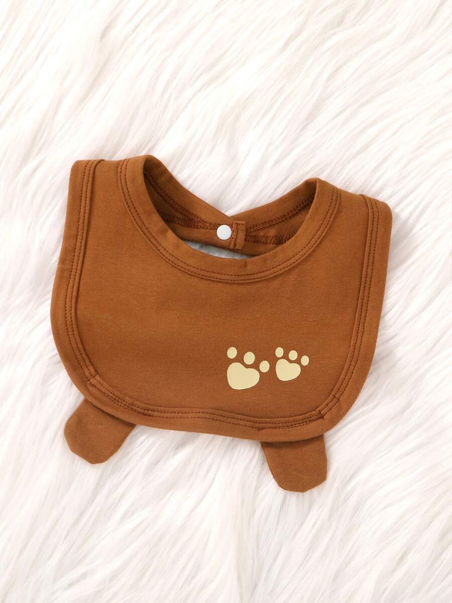 3pcs Cartoon Bear Embroidered Baby Boy Jumpsuit Set with Hat and Bib
