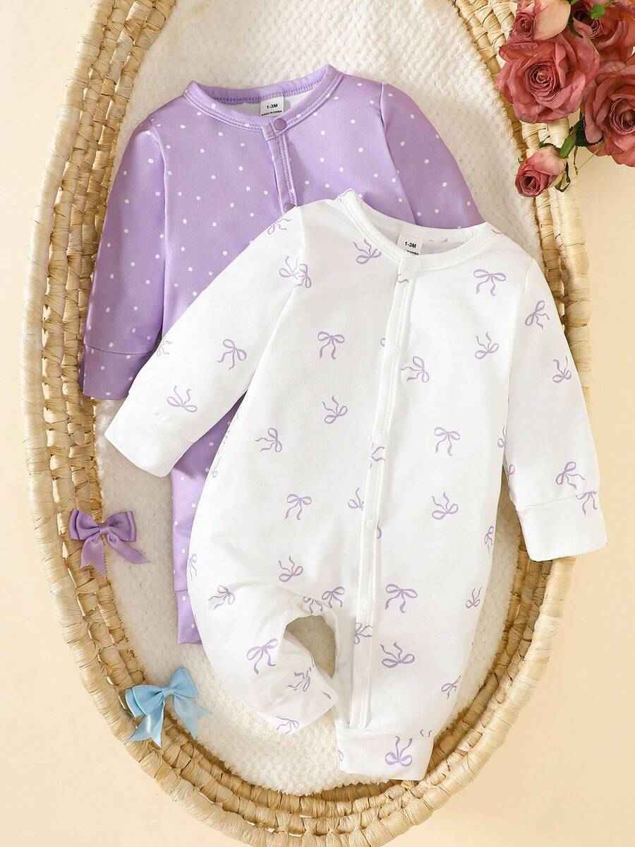 2PCS Baby Strawberry Print Long Sleeve Romper Set for Spring and Autumn Wear