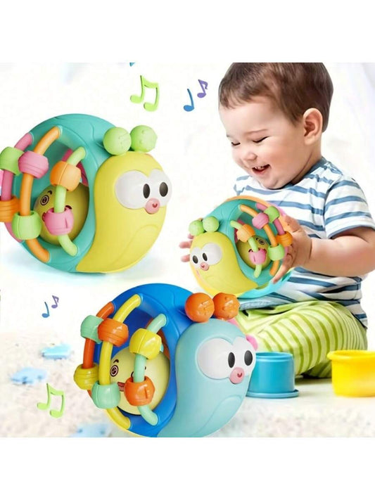 Baby Silicone Snail and Elephant Rattle Ball Teether Sensory Grasp Toy for Infants