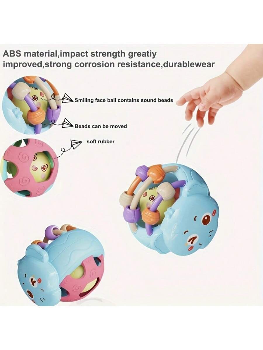 Baby Silicone Snail and Elephant Rattle Ball Teether Sensory Grasp Toy for Infants