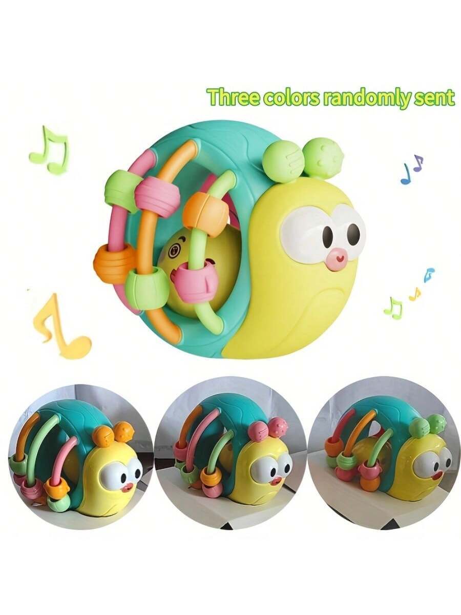 Baby Silicone Snail and Elephant Rattle Ball Teether Sensory Grasp Toy for Infants