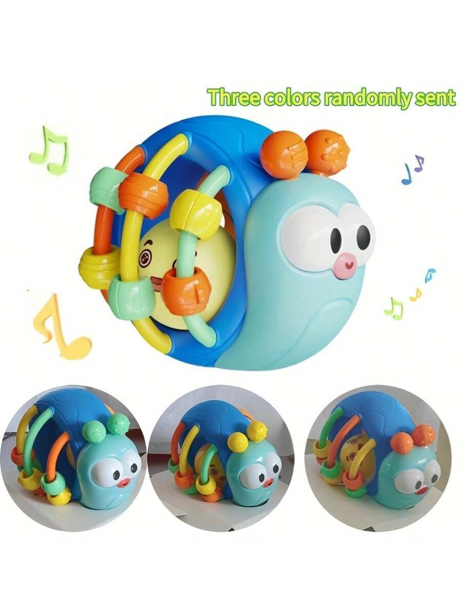Baby Silicone Snail and Elephant Rattle Ball Teether Sensory Grasp Toy for Infants