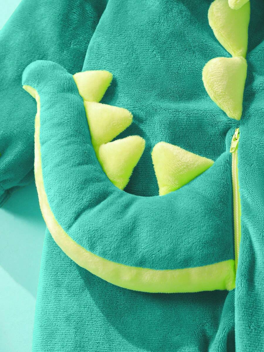 Plush 3D Dinosaur Jumpsuit for Cute Autumn and Winter Daily Wear