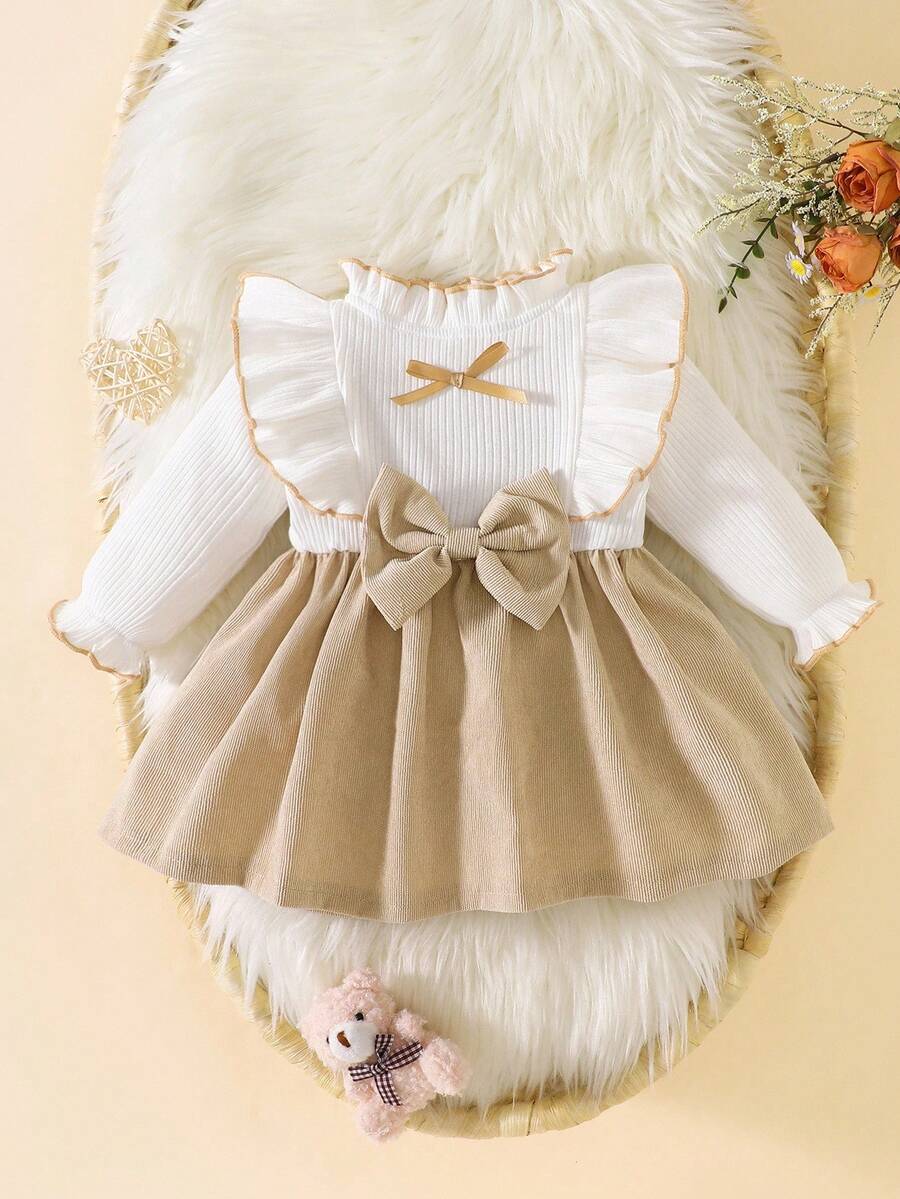 Baby Heart Pattern Dress and Headband Set for Cute All Season Daily Wear