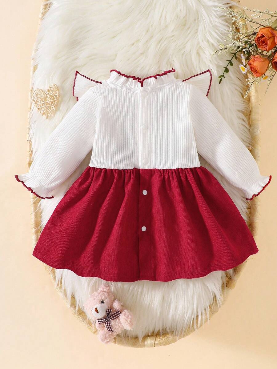 Baby Heart Pattern Dress and Headband Set for Cute All Season Daily Wear