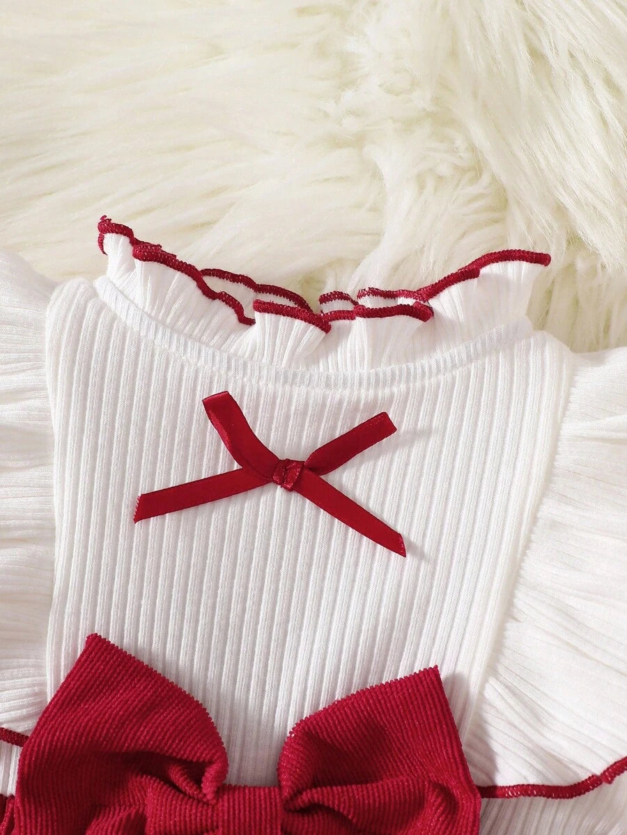 Baby Heart Pattern Dress and Headband Set for Cute All Season Daily Wear