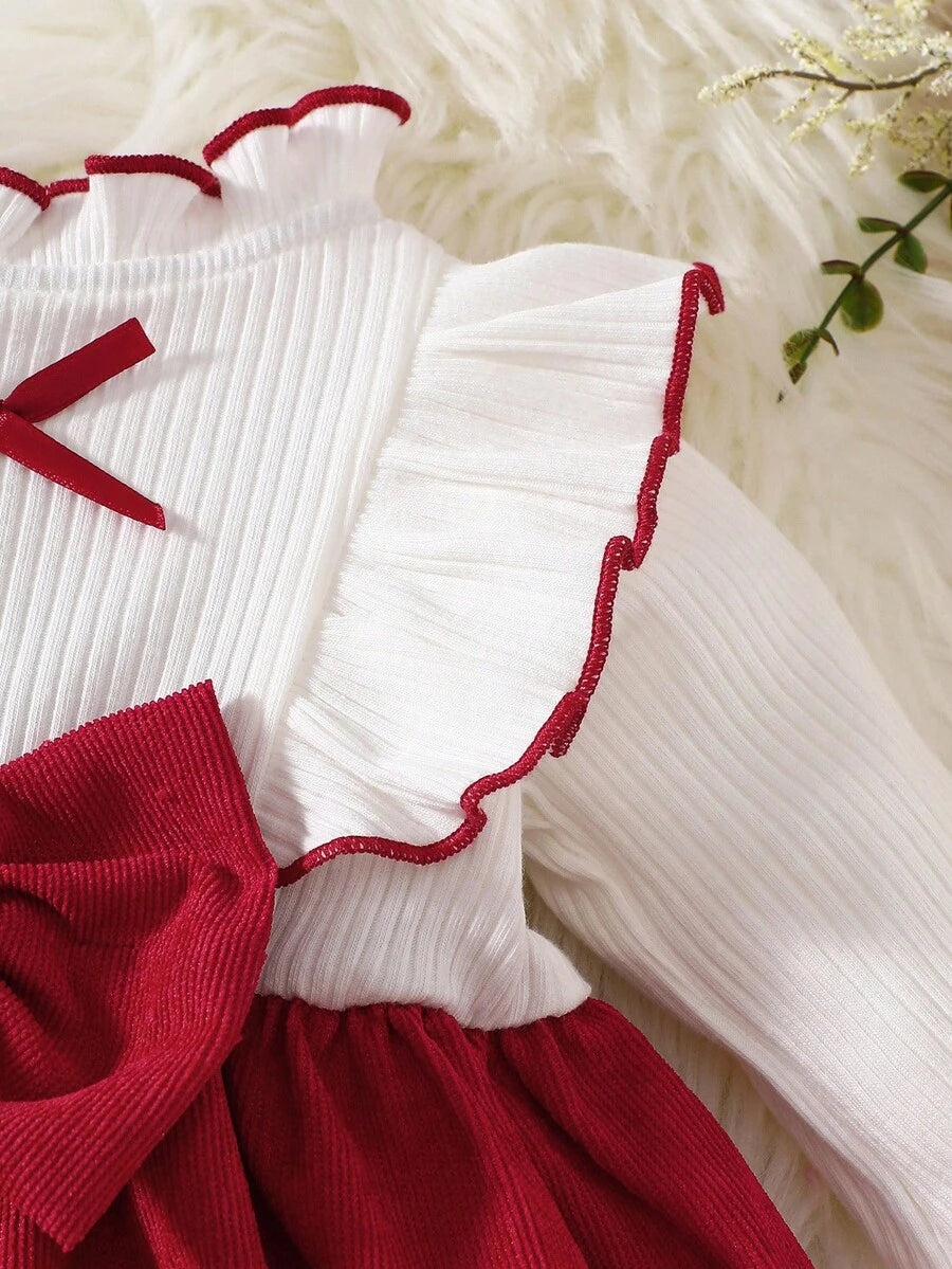 Baby Heart Pattern Dress and Headband Set for Cute All Season Daily Wear