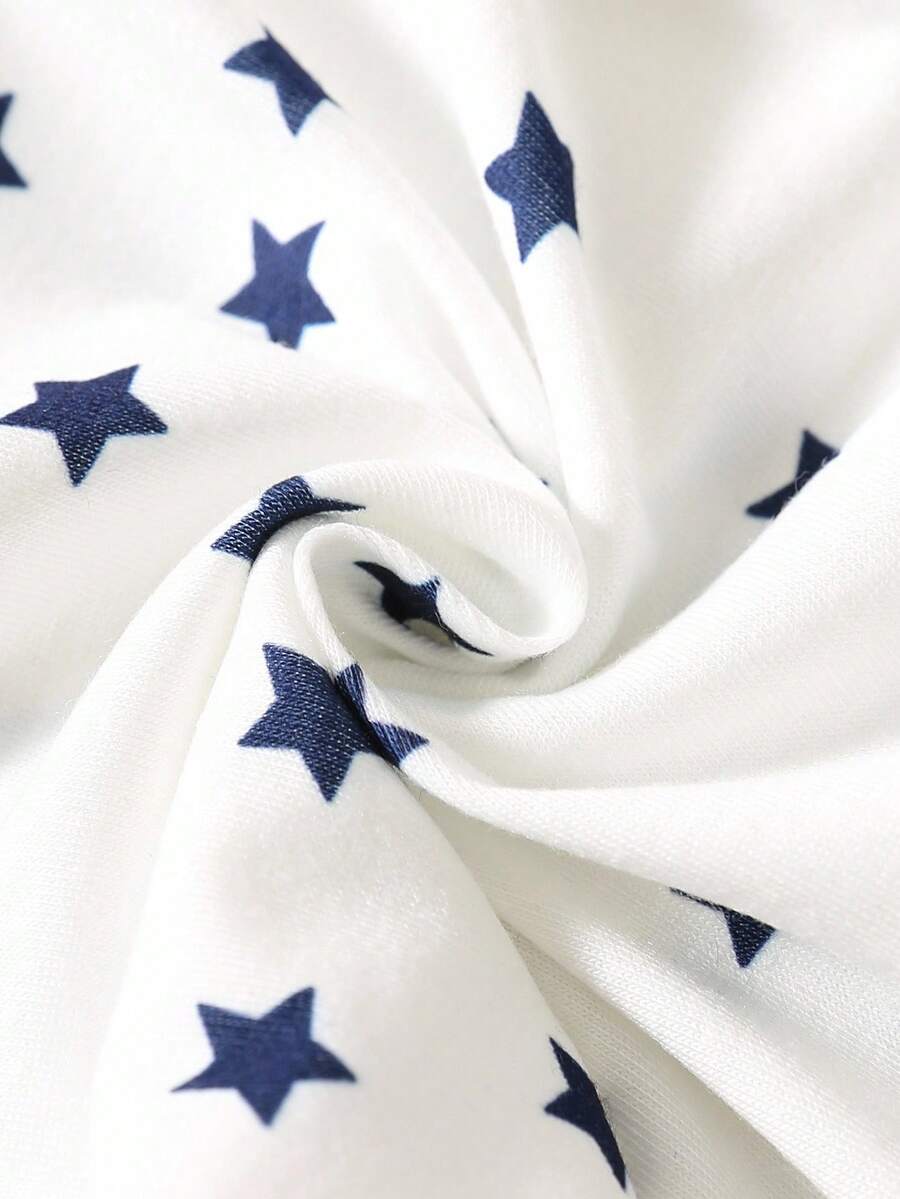 6pcs Baby Romper and Pants Set with Colorblock Stripes and Star Pattern for Spring and Summer