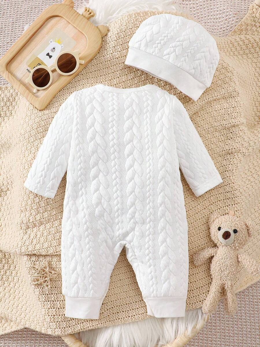 Baby Bear Print Casual Jumpsuit - Durable Fall Winter One-Piece for Infants