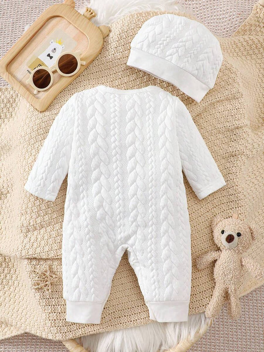 Baby Bear Print Casual Jumpsuit - Durable Fall Winter One-Piece for Infants