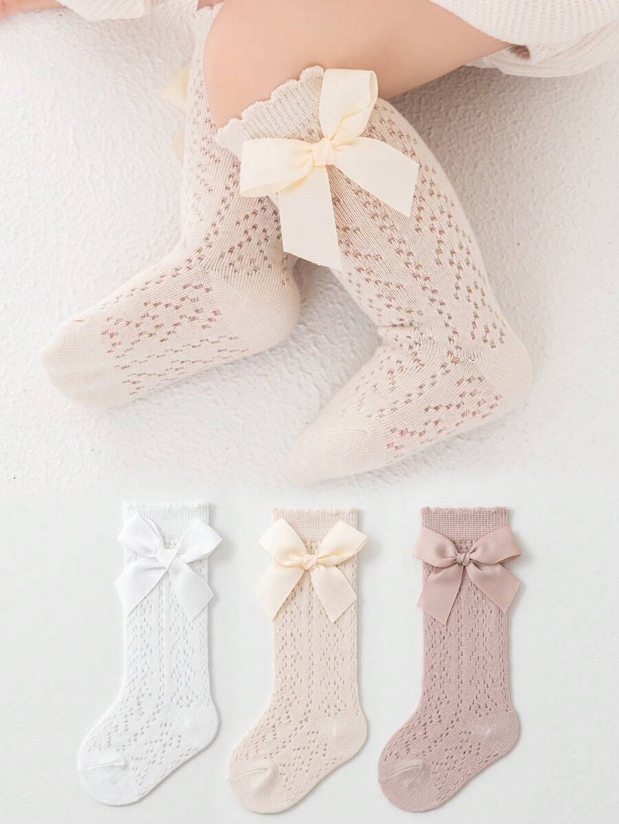 Bow Mesh Mid Calf Socks for Cute Princess Daily Wear