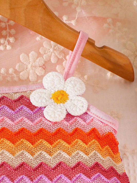 Floral Suspender Dress with Matching Bag, 2-Piece Set for Baby Girls