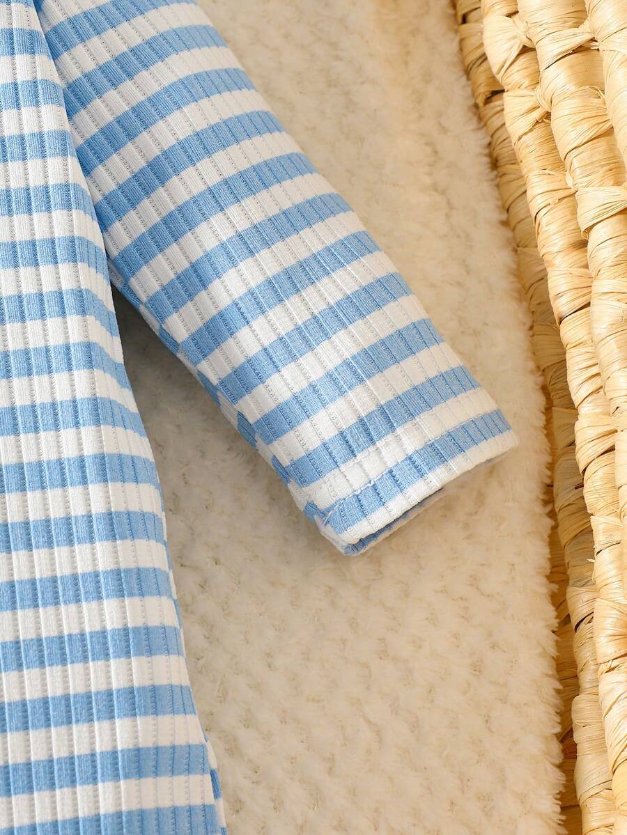 Baby Striped Collar Long Sleeve Jumpsuit for Cozy Daily Wear in Fall and Winter