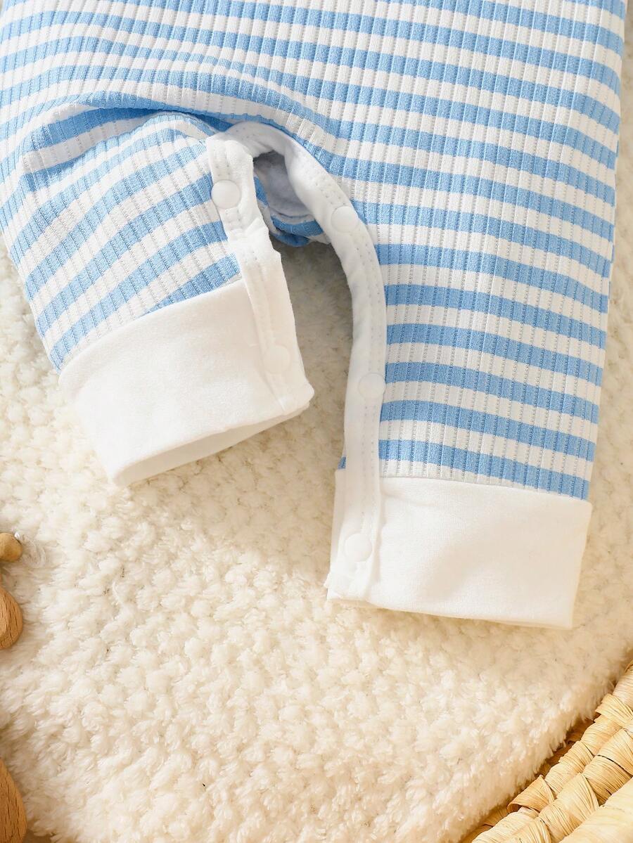Baby Striped Collar Long Sleeve Jumpsuit for Cozy Daily Wear in Fall and Winter