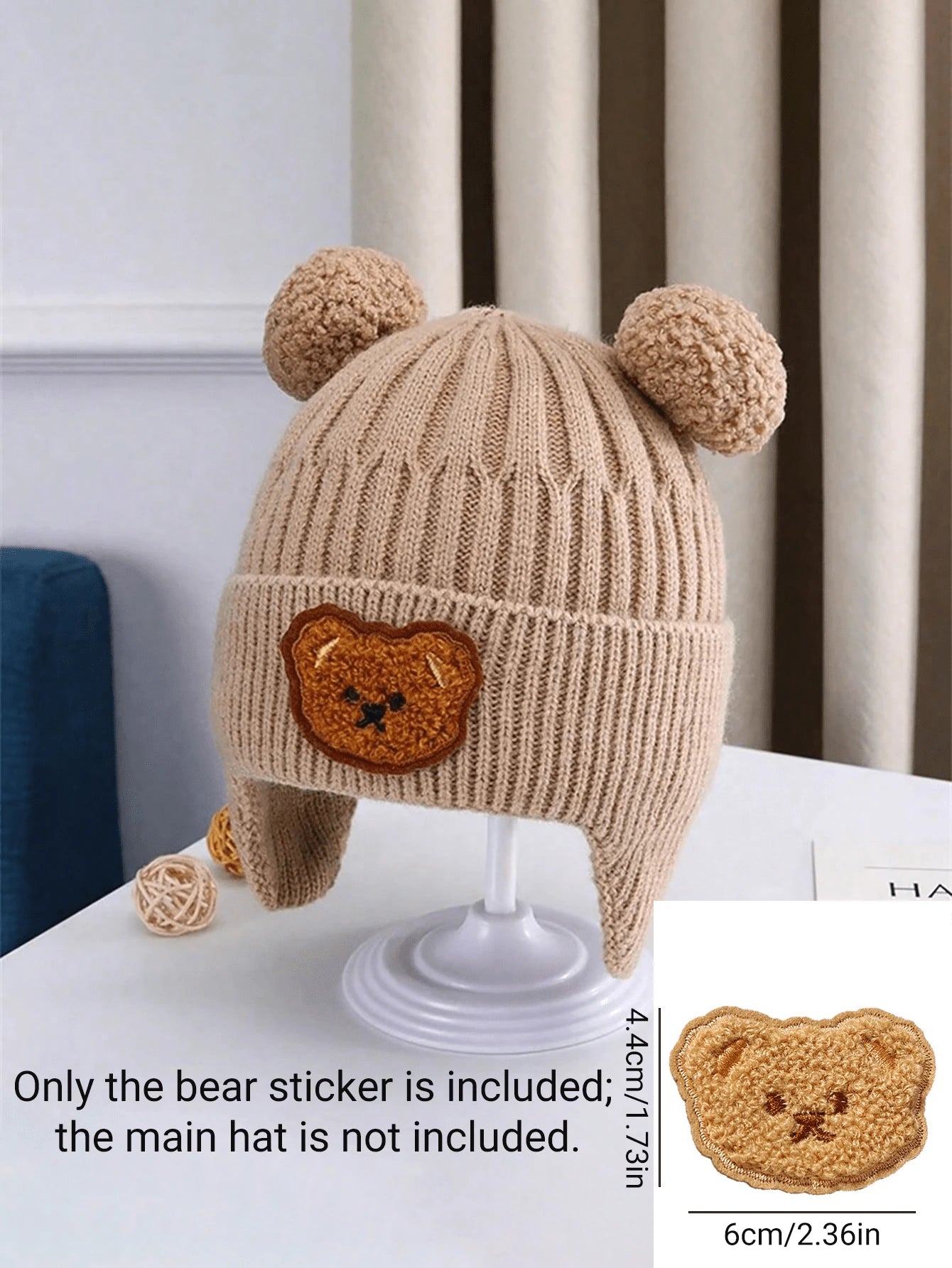 Bear Ear Knitted Winter Beanie Hat for Cute Warm Outdoor Wear