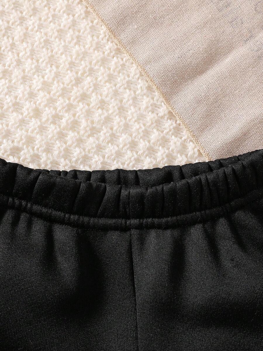 Cute Patchwork Top and Pants Set for Casual Baby Boy Daily Wear