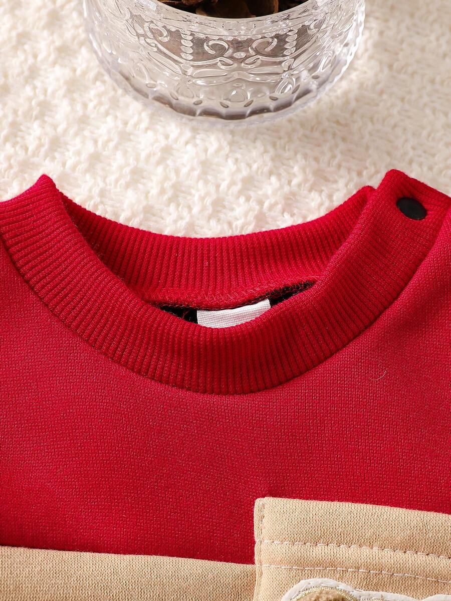 Cute Patchwork Top and Pants Set for Casual Baby Boy Daily Wear