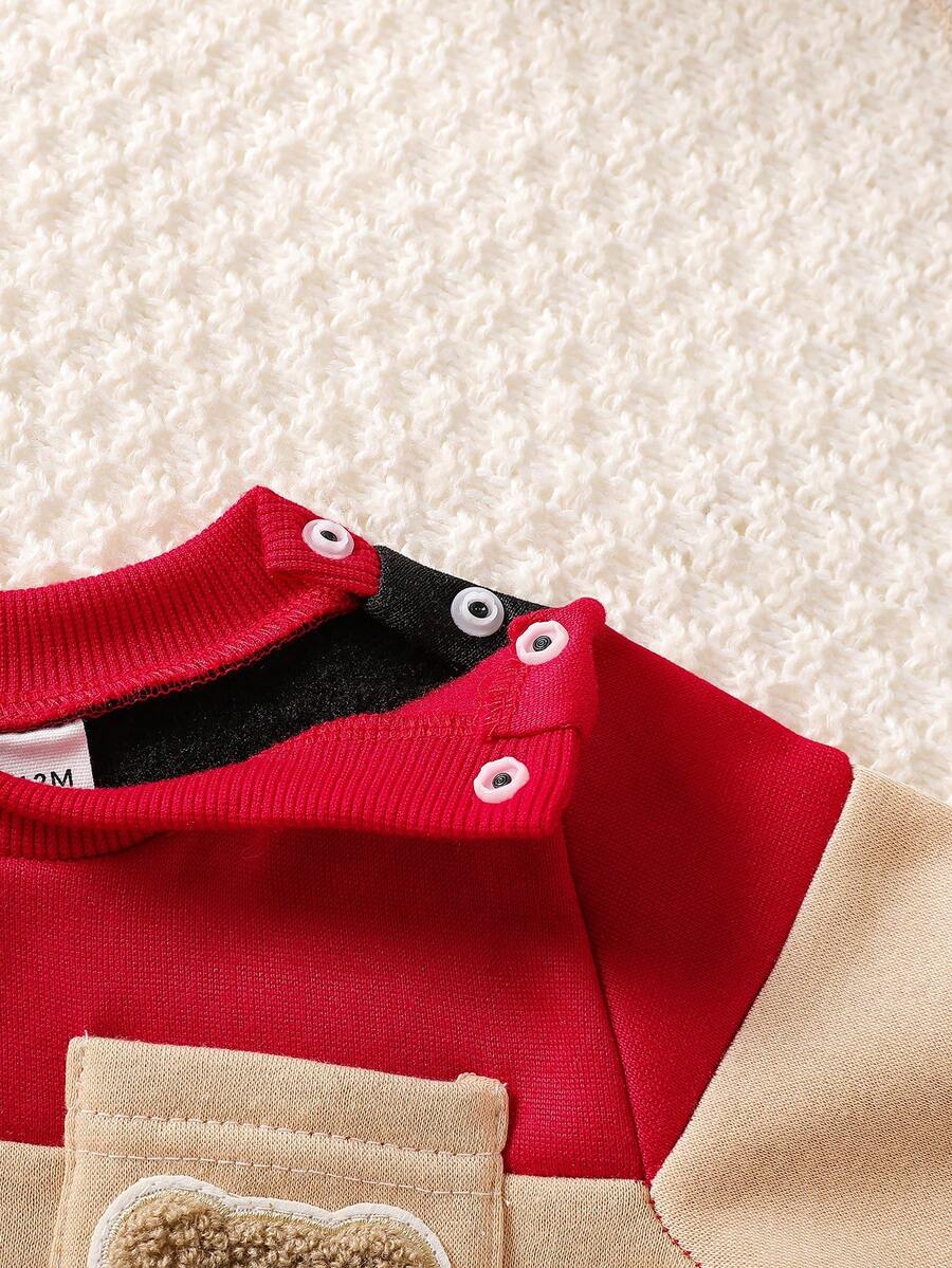 Cute Patchwork Top and Pants Set for Casual Baby Boy Daily Wear