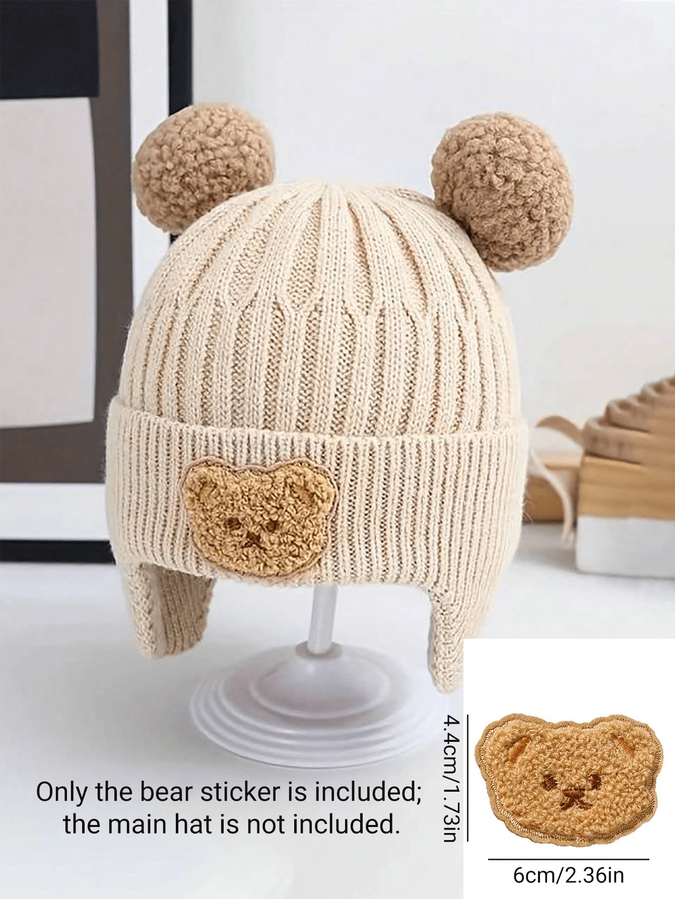 Bear Ear Knitted Winter Beanie Hat for Cute Warm Outdoor Wear