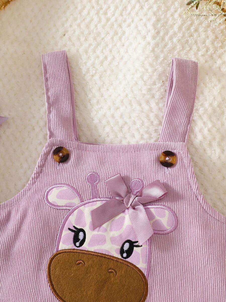 Spring Autumn Suspender Dress - Cute Casual Embroidered Deer Outfit for Baby Girls