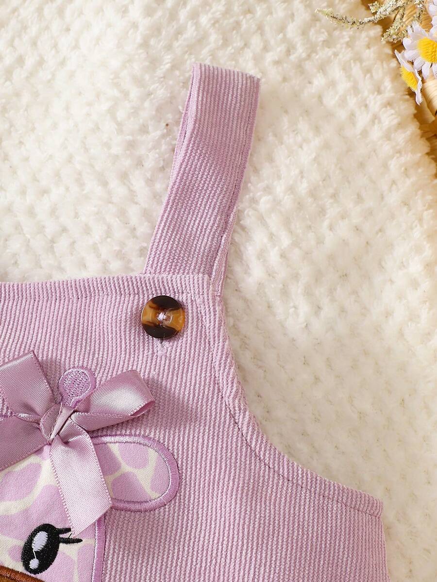 Spring Autumn Suspender Dress - Cute Casual Embroidered Deer Outfit for Baby Girls