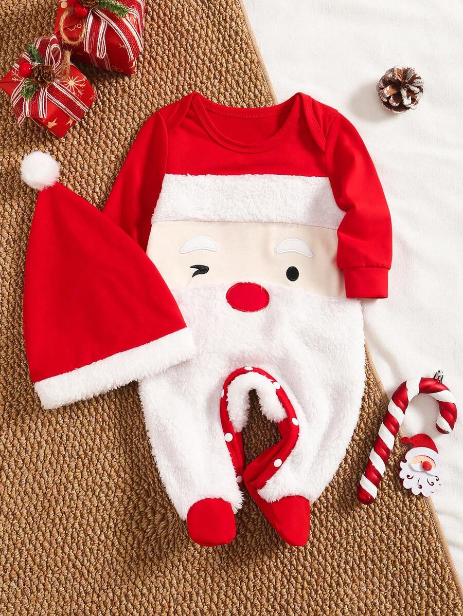 2PCS Newborn Baby Bear Print Long Sleeve Romper & Hat Set – Cozy Winter Outfit