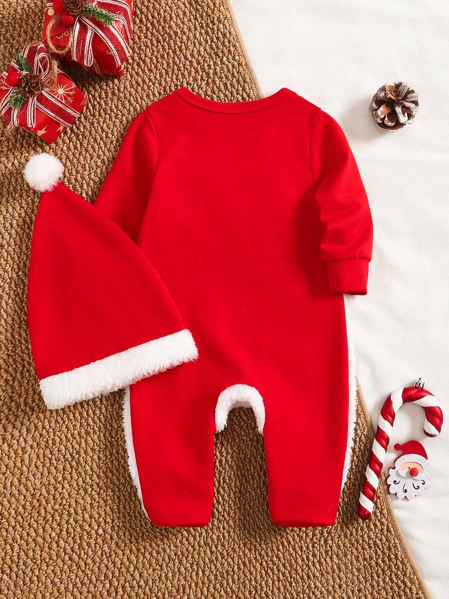 2PCS Newborn Baby Bear Print Long Sleeve Romper & Hat Set – Cozy Winter Outfit