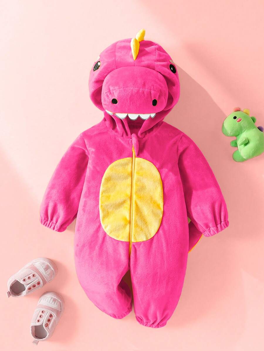 Plush 3D Dinosaur Jumpsuit for Cute Autumn and Winter Daily Wear