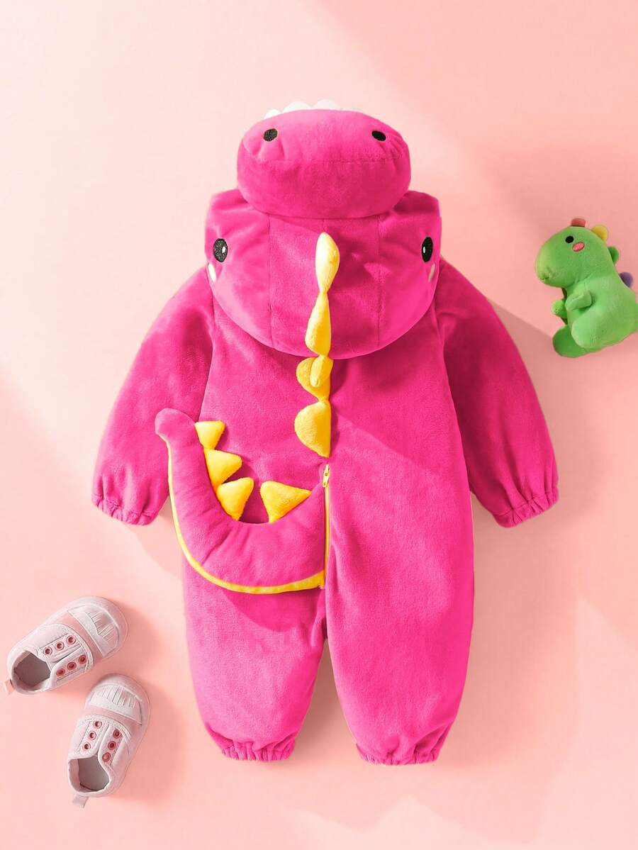 Plush 3D Dinosaur Jumpsuit for Cute Autumn and Winter Daily Wear