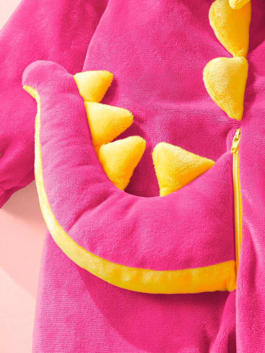 Plush 3D Dinosaur Jumpsuit for Cute Autumn and Winter Daily Wear