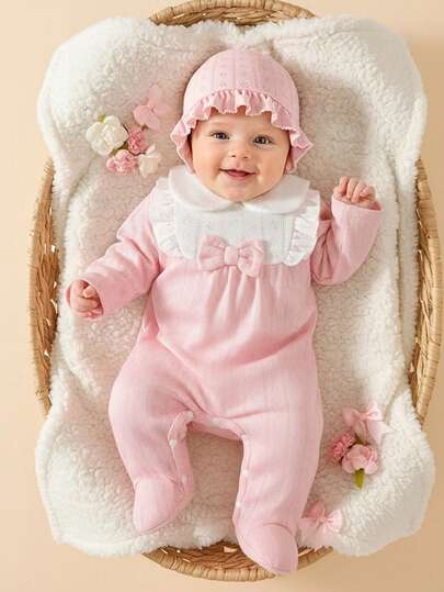 Newborn Baby Girl Pink Hooded Jumpsuit – Sweet & Cozy