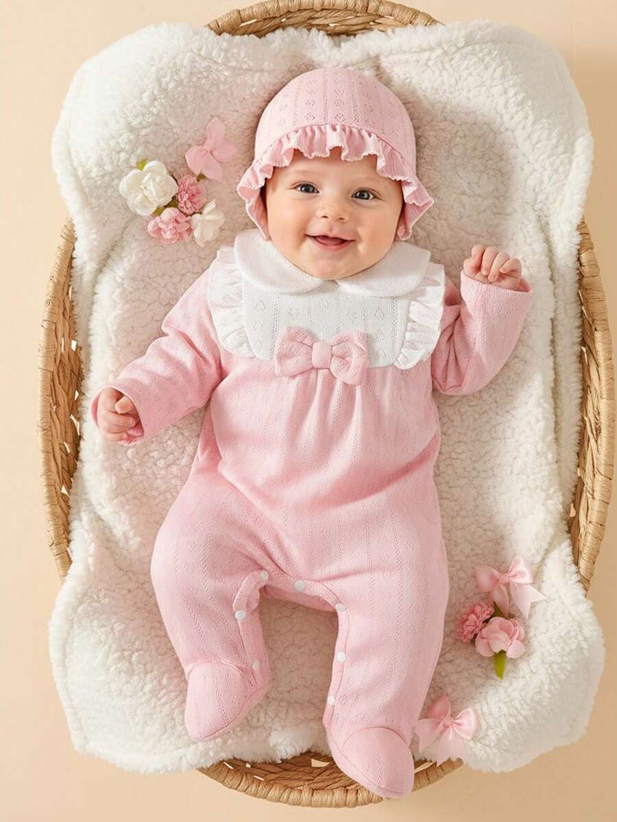Newborn Baby Girl Pink Hooded Jumpsuit – Sweet & Cozy