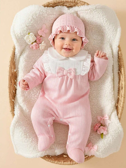 Newborn Baby Girl Pink Hooded Jumpsuit – Sweet & Cozy