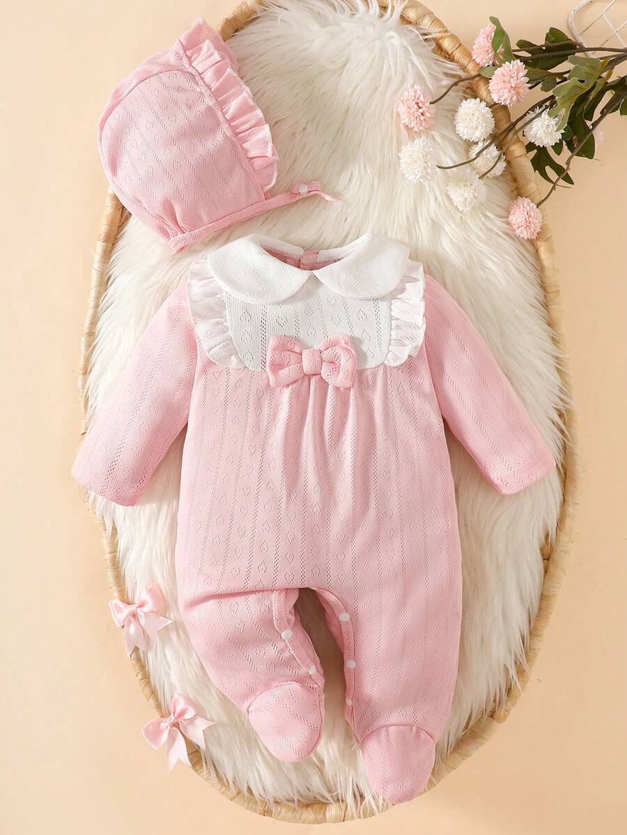 Newborn Baby Girl Pink Hooded Jumpsuit – Sweet & Cozy