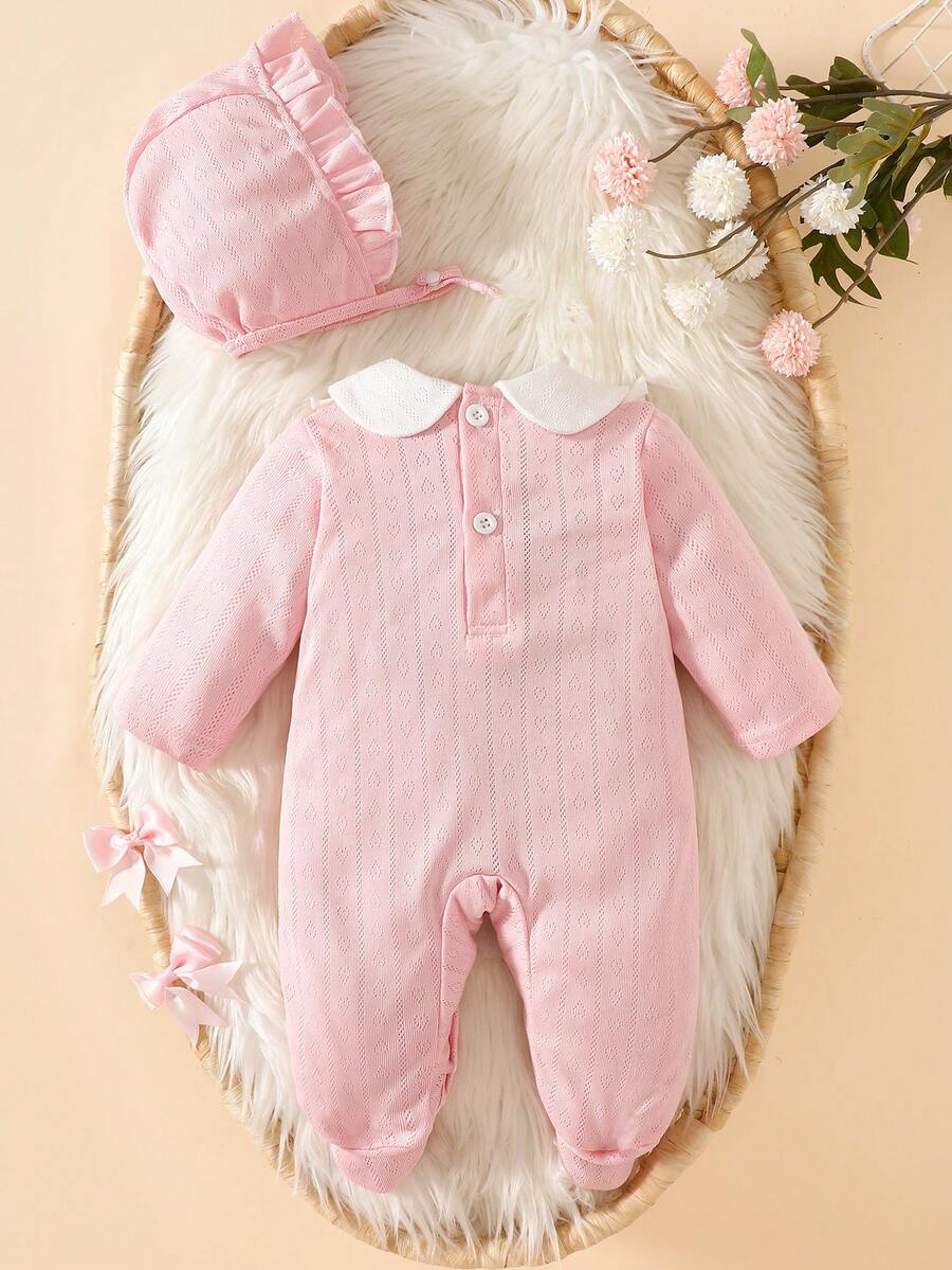 Newborn Baby Girl Pink Hooded Jumpsuit – Sweet & Cozy