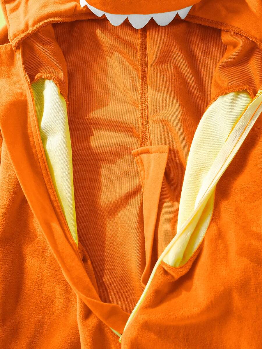 Plush 3D Dinosaur Jumpsuit for Cute Autumn and Winter Daily Wear