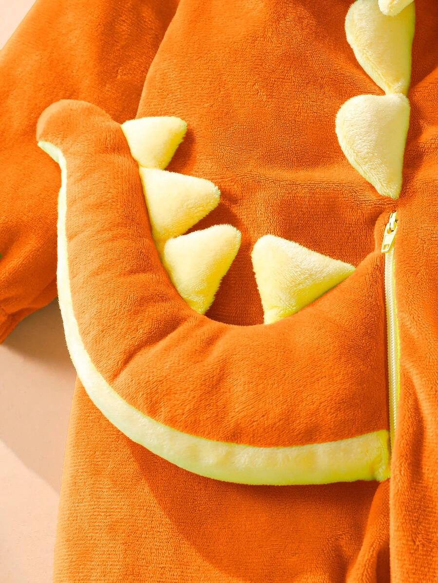 Plush 3D Dinosaur Jumpsuit for Cute Autumn and Winter Daily Wear