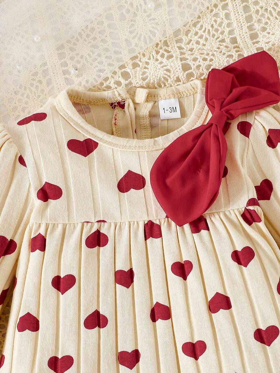 3PCS Baby Dress Gift Set with Bow Headband and Socks for Cute Daily Wear